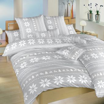 Povlečení SOBI ŠEDÍ, šedo-bílé, krep, 140x200cm + 70x90cm