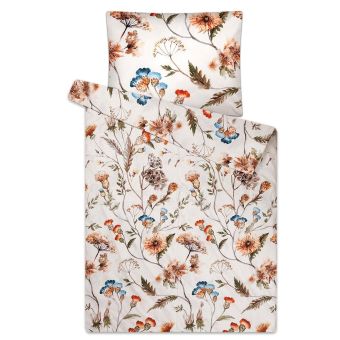 Povlečení CHRPY mikroflanel, krémové květiny 140x200cm + 70x90cm