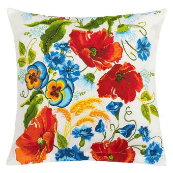 Dekorační polštářek GITA 614, VLČÍ MÁK S FIALKAMI, 45x45cm