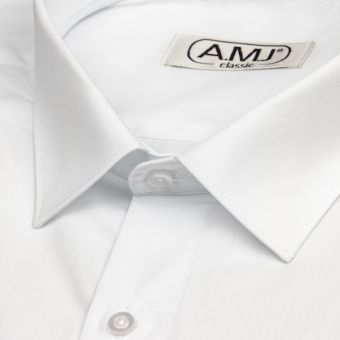 Pánská košile AMJ jednobarevná JD018, bílá, dlouhý rukáv