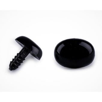 Bezpečnostní oči, čumáček, oválné, jednobarevné černé, průměr 12mm 