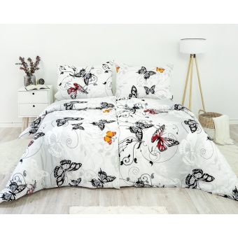 Povlečení KAROLINE 076 motýli na bílé, krep, 140x200cm + 70x90cm