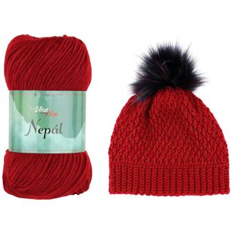 Pletací / háčkovací příze Vlna-Hep NEPÁL 6019 červená, jednobarevná, klasická 100g/190m