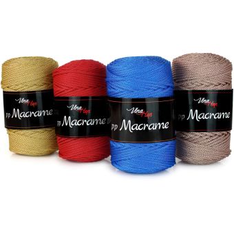 100% Polyesterová lesklá háčkovací / pletací příze PP MACRAME 2,5 mm (více barev)