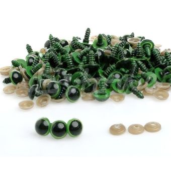 Bezpečnostní oči, jednobarevné zelené, průměr 14mm 