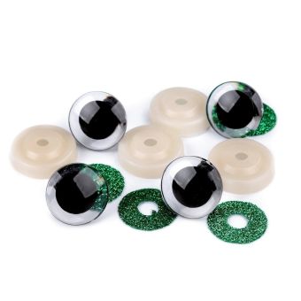 Bezpečnostní oči, zelená lesklá podložka, průměr 25mm 