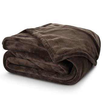 Deka z mikroplyše CORAL FLEECE jednobarevná UNI HNĚDÁ, 150x200cm