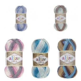 Pletací / háčkovací příze Alize DIVA BATIK melírovaná, 100g/350m