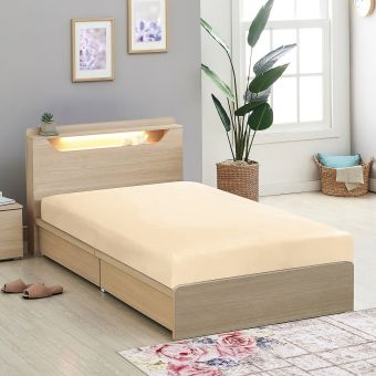 Bavlněné napínací plátěné prostěradlo, s gumou 90x200cm, béžové