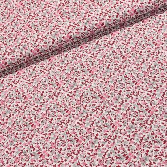 Bavlněné plátno 4450-002 šedé a růžové kytičky na bílé, š.160cm (látka v metráži)