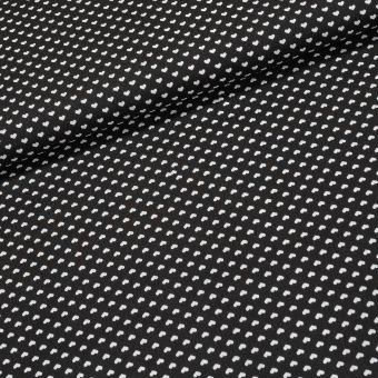 Bavlněné plátno 4888, bílá srdíčka na černé, š.140cm (látka v metráži)