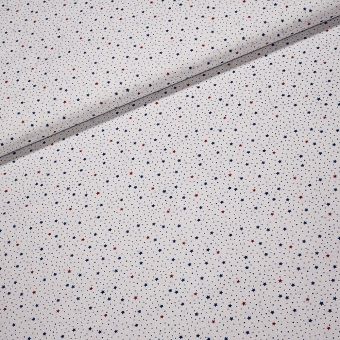 Bavlněné plátno ANIKA modré a červené malé hvězdičky na bílé, š.160cm (látka v metráži)