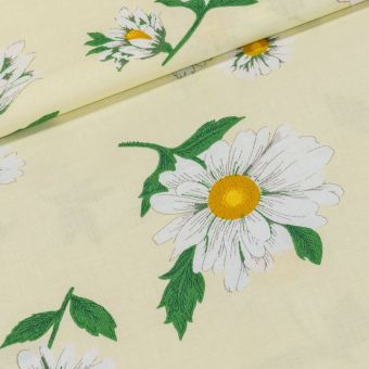 Bavlněné plátno ARIA kopretiny na krémové, š.160cm (látka v metráži)