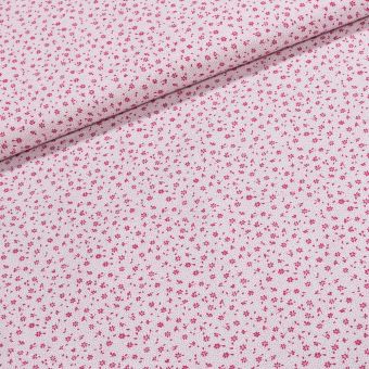 Bavlněné plátno Valerie VA003/25 sytě růžové květinky na bílé, š.160cm (látka v metráži)