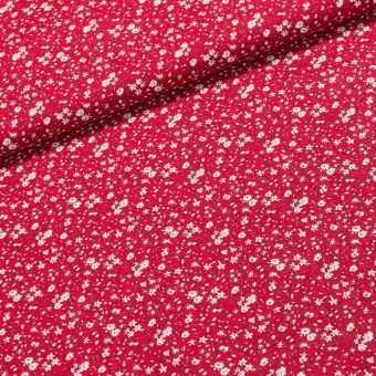 Bavlněné plátno 4450-004 bílé kytičky na červené, š.160cm (látka v metráži)