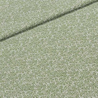 Bavlněné plátno DIANA tmavě zelené listy na bílé, š.140cm (látka v metráži)