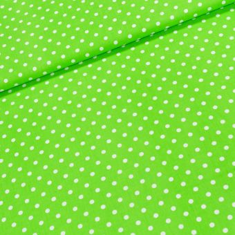 Bavlněné plátno Jolana JO005/35 větší bílý puntík na světle zelené, š.150cm (látka v metráži)