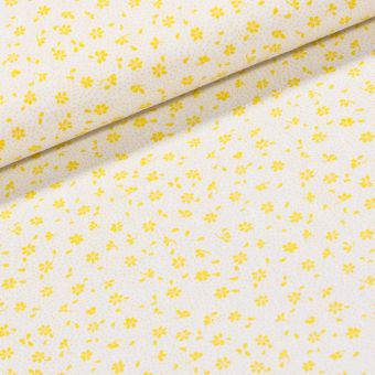Bavlněné plátno Valerie VA003/34 žluté květinky na bílé, š.160cm (látka v metráži)