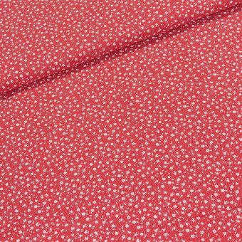 Bavlněné plátno Valerie VA002/01 bílé květinky na červené, š.160cm (látka v metráži)