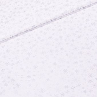 Bavlněné plátno vánoční 1612202-12, stříbrné vločky na bílé, š.150cm (látka v metráži)