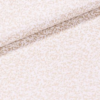 Bavlněné plátno vánoční 16170003-13, zlaté lístky na smetanové, š.150cm (látka v metráži)