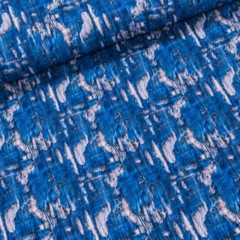 Bavlněný úplet TEPLÁKOVINA DIGÁLNÍ TISK 6-13424, modrý vzor roztrhané rifloviny, š.140cm (látka v metráži)