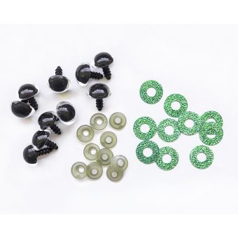 Bezpečnostní oči, zelená lesklá podložka, průměr 16mm 