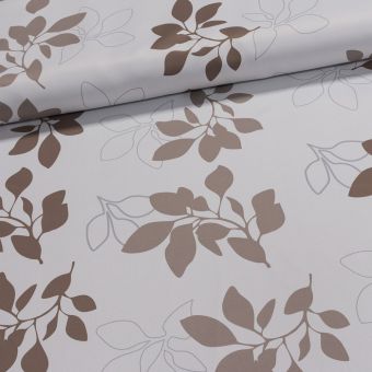 Zatemňovací / termoizolační závěs, blackout 10008-02 béžové větvičky na bílé, šířka 150cm (látka v metráži)