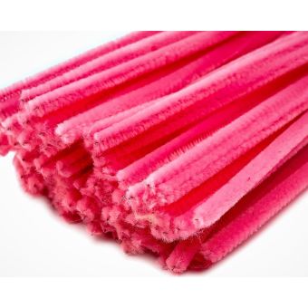 Chlupatý modelovací drát 160281/22, jednobarevná růžová neon, průměr 6mm, délka 30cm, (1 balení, 20 kusů)