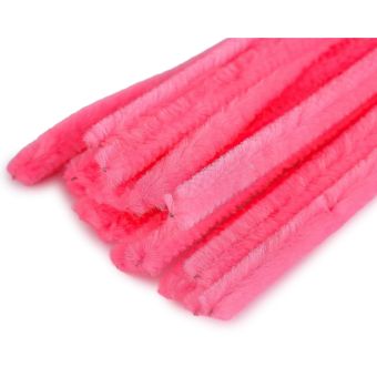 Chlupatý modelovací drát 160281/34, jednobarevná růžová pink, průměr 6mm, délka 30cm, (1 balení, 20 kusů)