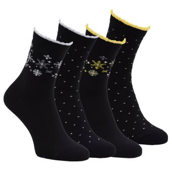 Ponožky zdravotní 6102423, vločky Vánoční mix, klasické, bez gumiček, dámské, 4 páry (více velikostí)