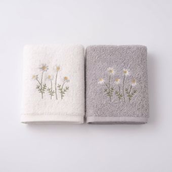 Dárkový set froté ručníků SANY 02, heřmánek, bílo-šedá, 2x 50x90cm