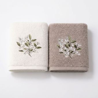Dárkový set froté ručníků SANY 04, bílé květiny, bílo-béžová, 2x 50x90cm