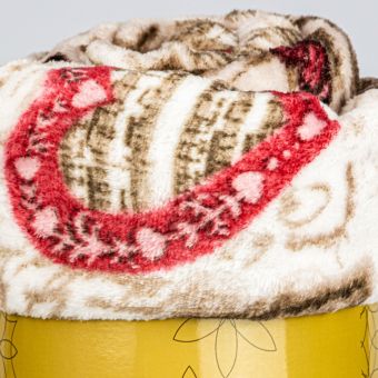 Deka z mikroflanelu QUENTIN QK-147 růžovo-hnědá srdce, 150x200cm