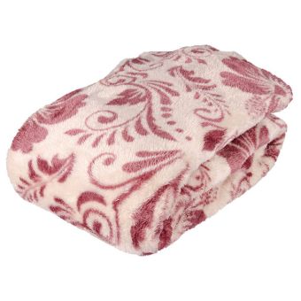 Deka z mikrovlákna beránek KVĚTY, tmavě růžová, 150x200cm