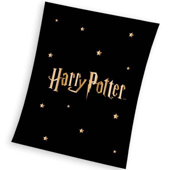 Deka z mikrovlákna (mikroplyš) dětská HARRY POTTER GOLD STARS, černá, 130x170cm