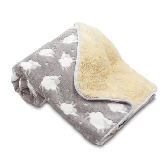Deka z mikrovlákna dětská OVEČKA Sleep well s ovečkami, světle šedá, 100x150cm