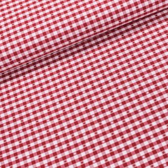 Dekorační látka / ubrusovina 63025/21 vínová kostka s puntíky, šířka 140cm (látka v metráži)