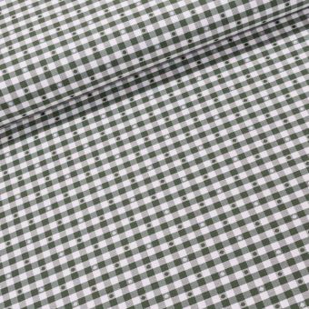 Dekorační látka / ubrusovina, zelená kostka s puntíky, šířka 140cm (látka v metráži)