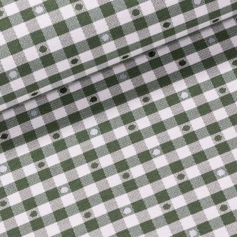 Dekorační látka / ubrusovina, zelená kostka s puntíky, šířka 140cm (látka v metráži)