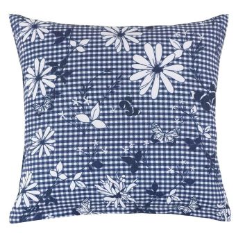 Dekorační polštářek DITA 410, MODRÁ KOSTIČKA S KVĚTEM, 45x45cm