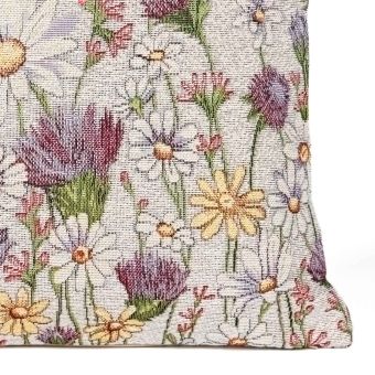 Dekorační polštářek / povláček RETRO JETEL, KOPRETINY A VČELKY, fialovo-režná, 45x45cm