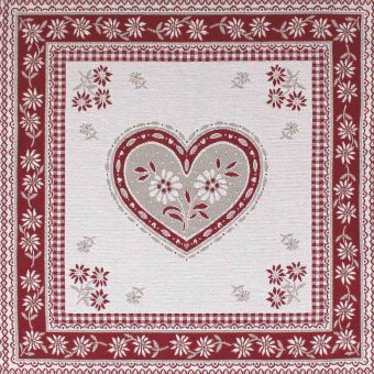 Dekorační polštářek / povláček RETRO SRDCE S ORÁMOVÁNÍM, červená, 45x45cm