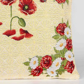 Dekorační polštářek / povláček RETRO VLČÍ MÁKY UPROSTŘED, červená, 45x45cm