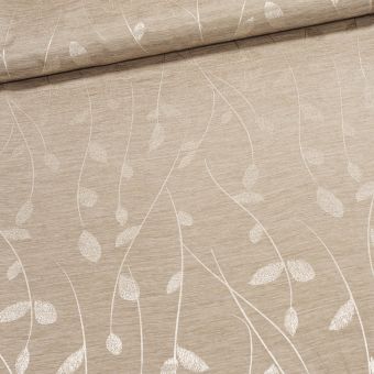 Dekorační závěs 23271/2400, béžové popínavé listy, šířka 140cm (látka v metráži)