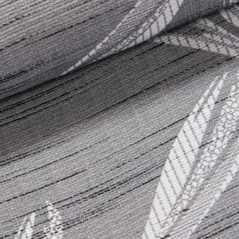 Dekorační závěs PALLAS 02, žakár, listy na šedé, šířka 150cm (látka v metráži)