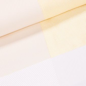 Dekorační závěs, šedo-žluto-krémové kostky, šířka 140cm (látka v metráži)