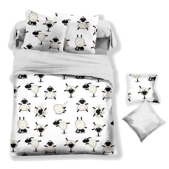 Dětské povlečení OVEČKY mikroflanel, světle šedé 140x200cm + 70x90cm