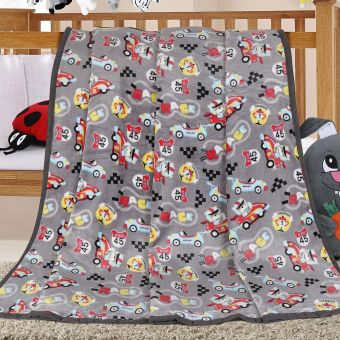 Dětská deka ELLA KORALL MICRO ČERVENÁ AUTÍČKA, šedá, 100x155cm