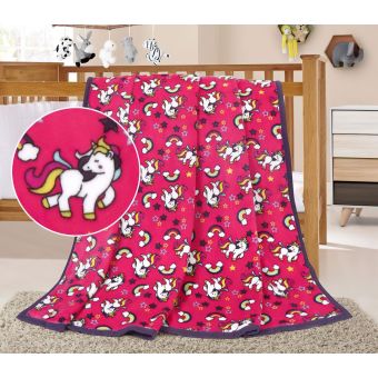 Dětská deka ELLA KORALL MICRO JEDNOROŽEC S DUHOU NA RŮŽOVÉ, 100x155cm